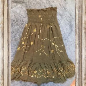 Olive green boho tube dress